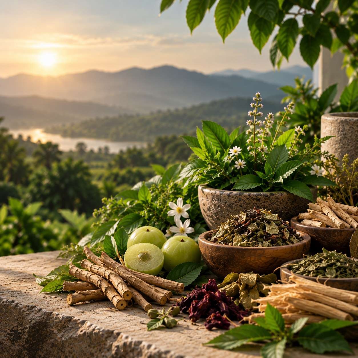 Natural botanical ingredients representing PURICULT Health and Wellness