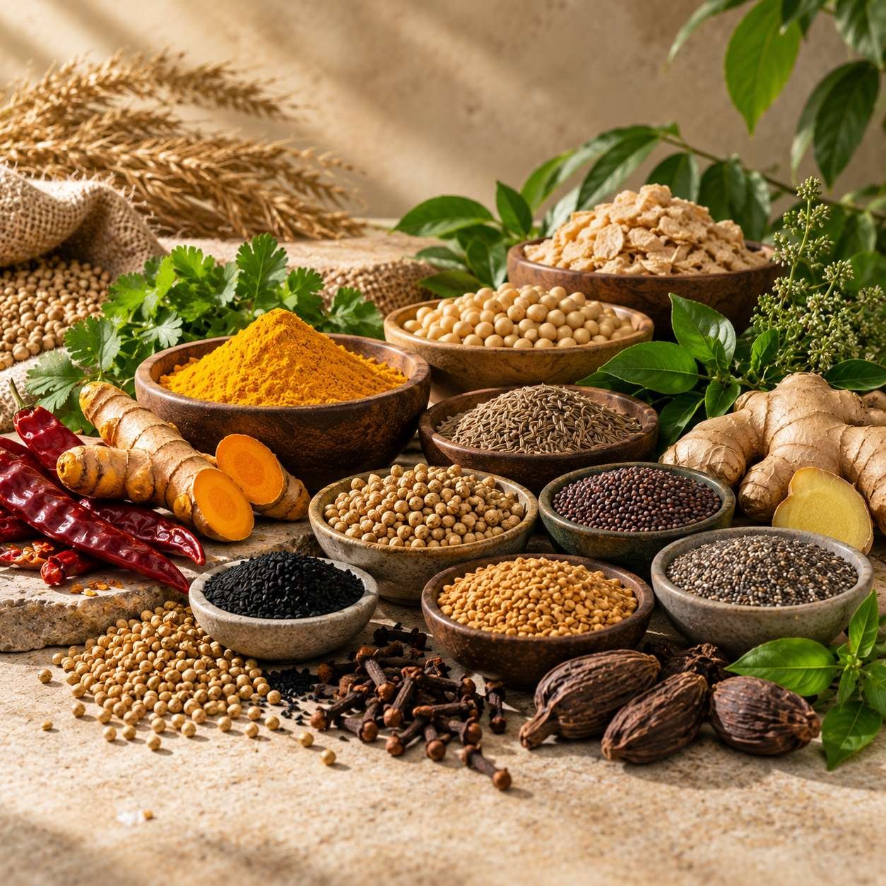 spices, seeds and food ingredients representing PURICULT Food division